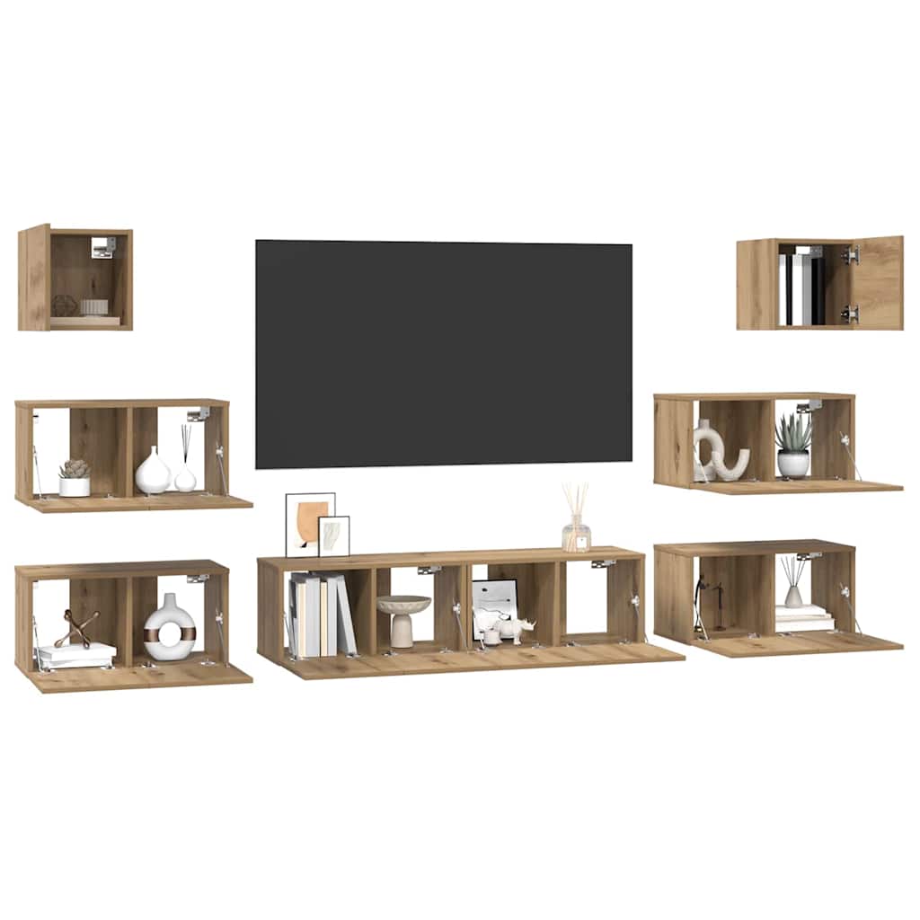 TV-Schrank-Set 8 pcs Eiche handwerklich 60 x 30 x 30 cm