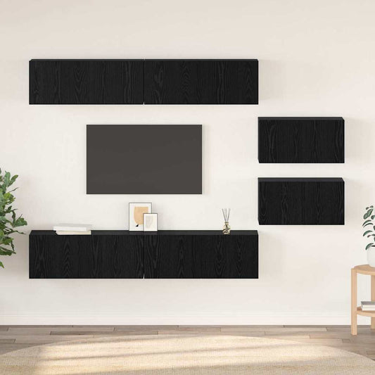 TV-Schrank-Set 6 pcs Schwarze Eiche 80 x 30 x 30,5 cm S