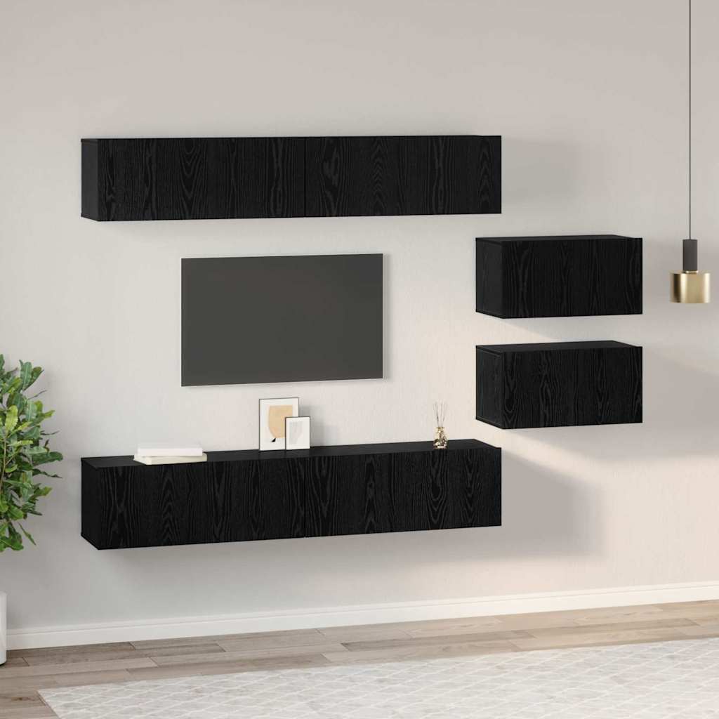 TV-Schrank-Set 6 pcs Schwarze Eiche 80 x 30 x 30,5 cm S