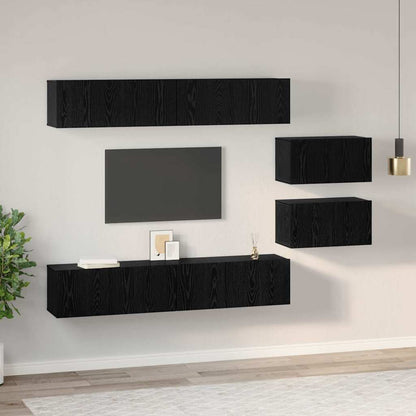 TV-Schrank-Set 6 pcs Schwarze Eiche 80 x 30 x 30,5 cm S