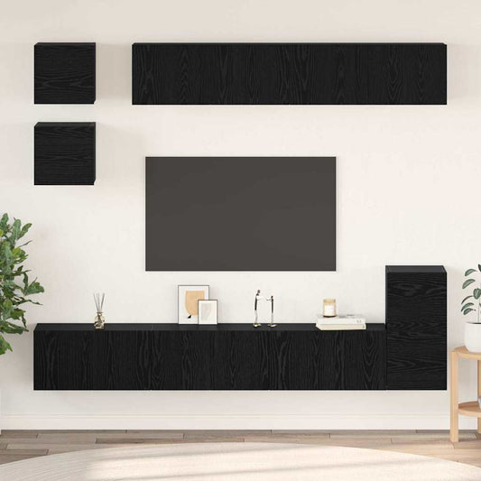 TV-Schrank-Set Wandmontiert 8 pcs Schwarze Eiche Holzwerkstoff