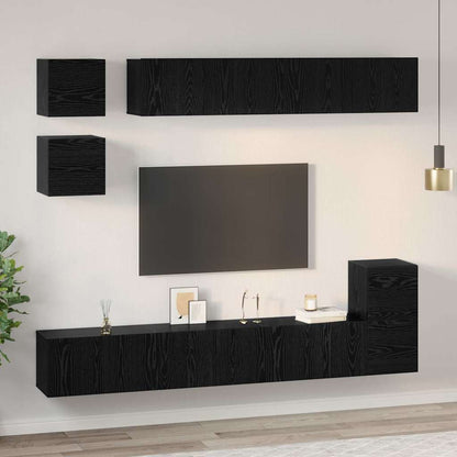 TV-Schrank-Set Wandmontiert 8 pcs Schwarze Eiche Holzwerkstoff