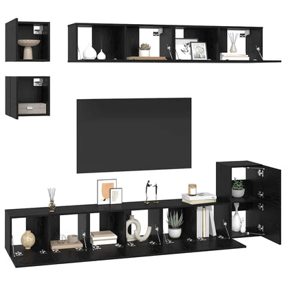 TV-Schrank-Set Wandmontiert 8 pcs Schwarze Eiche Holzwerkstoff