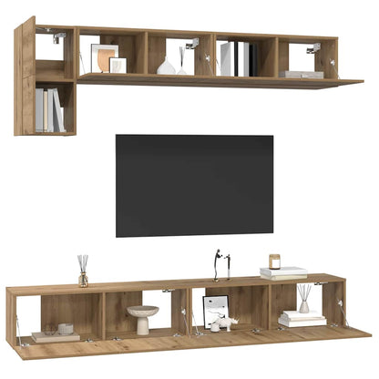 TV-Schrank-Set 5 pcs Eiche handwerklich 100 x 30 x 30 cm
