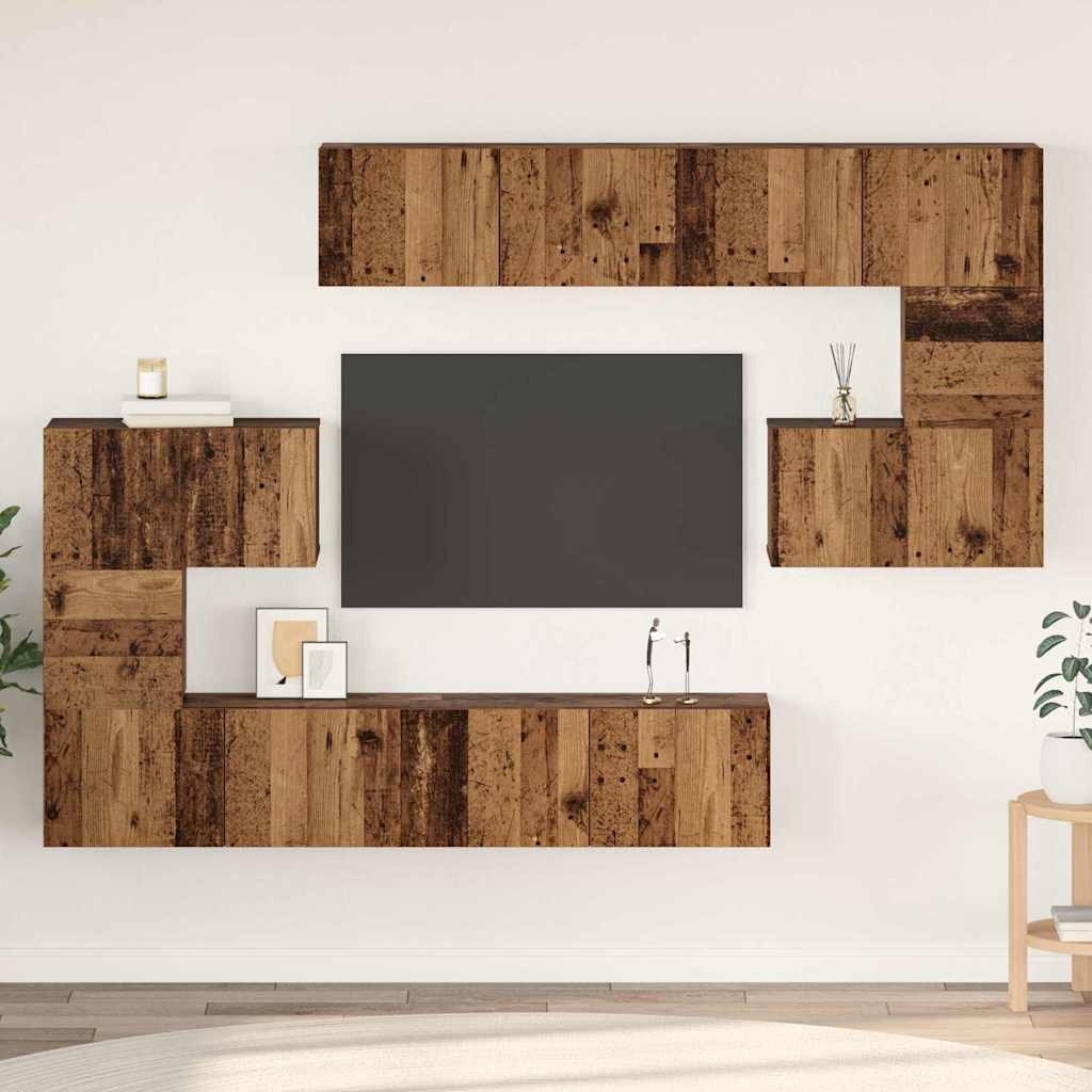 TV-Schrank-Set 8 pcs Altholz 80 x 30 x 30 cm Holzwerkstoff