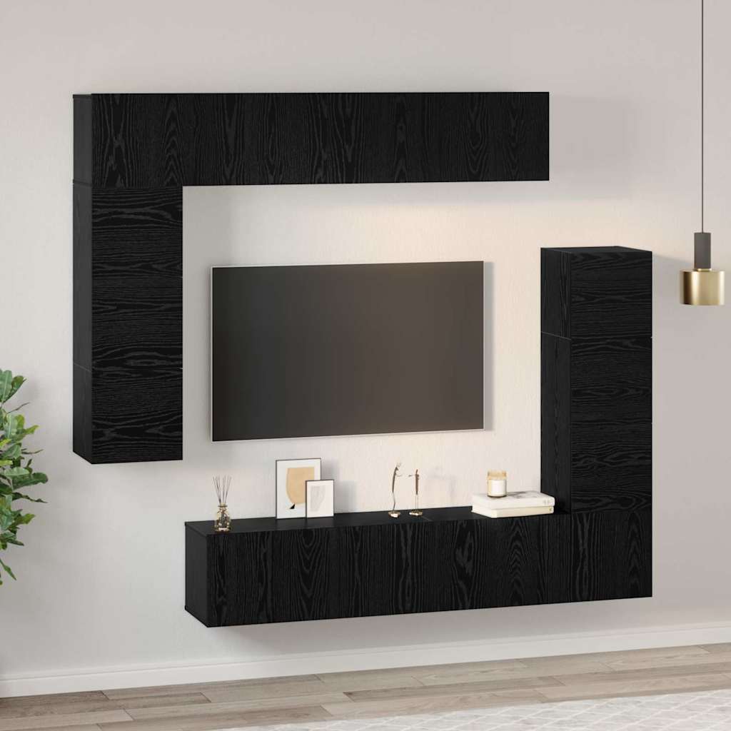 TV-Schrank-Set 8 pcs Schwarze Eiche 80 x 30 x 30 cm