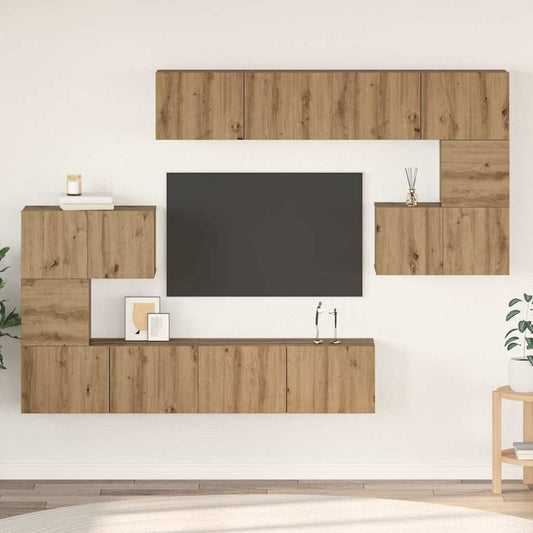 TV-Schrank-Set 8 pcs Eiche handwerklich 80 x 30 x 30 cm