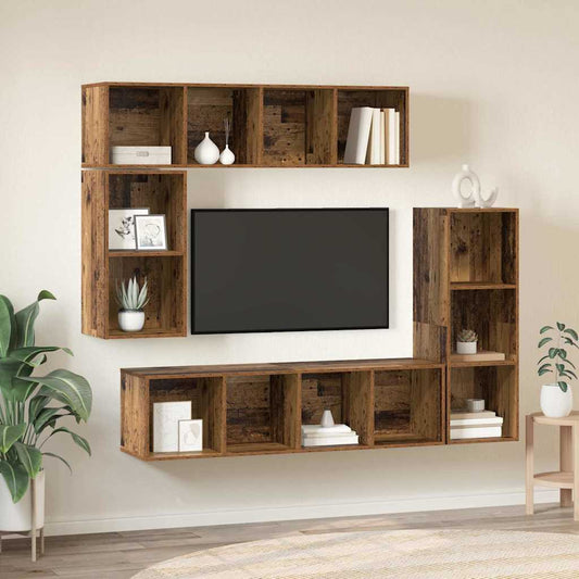TV-Schrank-Set 4 pcs Altholz 37 x 37 x 142,5 cm Holzwerkstoff
