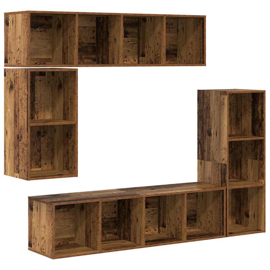 TV-Schrank-Set 4 pcs Altholz 37 x 37 x 142,5 cm Holzwerkstoff
