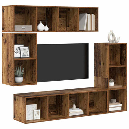 TV-Schrank-Set 4 pcs Altholz 37 x 37 x 142,5 cm Holzwerkstoff