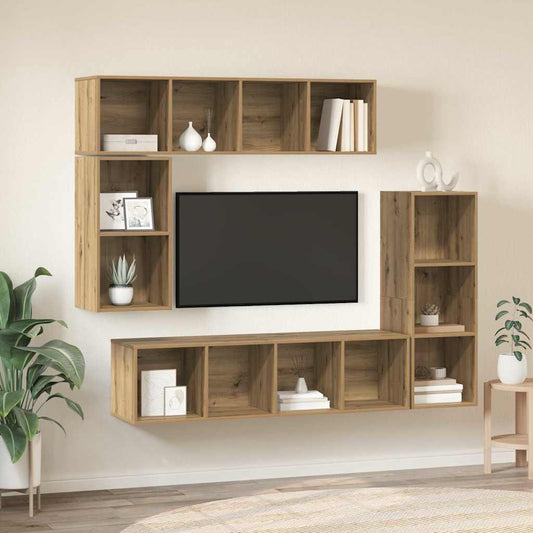 TV-Schrank-Set 4 pcs Eiche handwerklich 37 x 37 x 142,5 cm