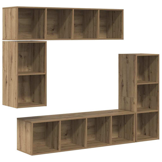 TV-Schrank-Set 4 pcs Eiche handwerklich 37 x 37 x 142,5 cm
