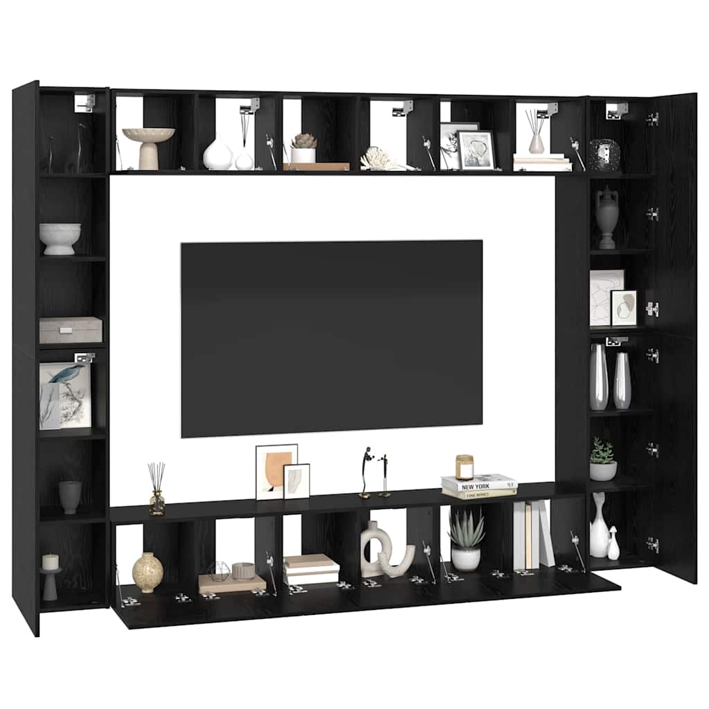 TV-Schrank-Set 10 pcs Schwarze Eiche Mittel 30,5 x 30 x 90 cm