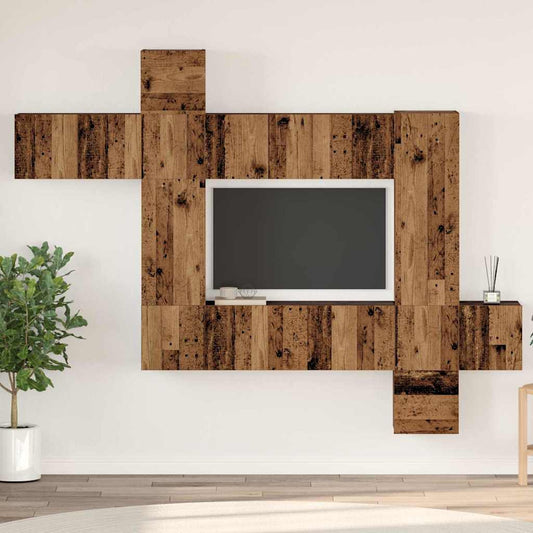 TV-Schrank-Set 10 pcs Altholz 30,5 x 30 x 90 cm Holzwerkstoff