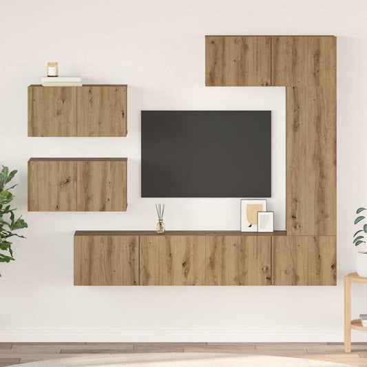 TV-Schrank-Set 6 pcs Eiche handwerklich 30,5 x 30 x 90 cm