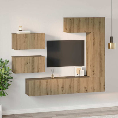 TV-Schrank-Set 6 pcs Eiche handwerklich 30,5 x 30 x 90 cm