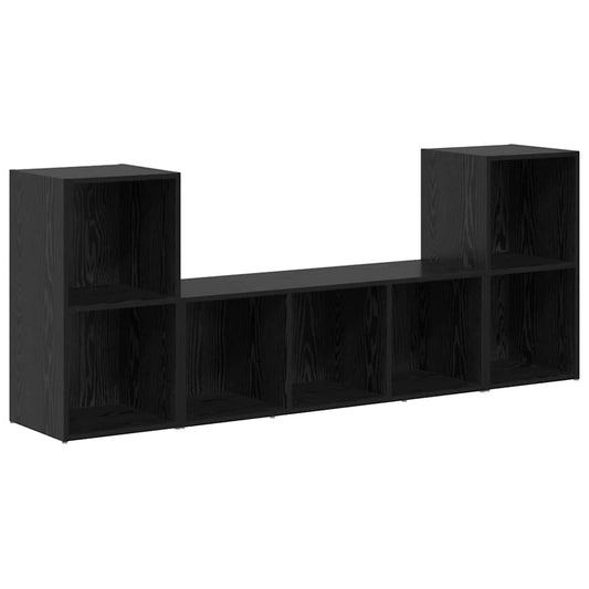 TV-Schränk 3 pcs Schwarz 107 x 35 x 37 cm Holzwerkstoff