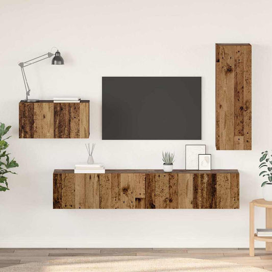 TV-Schrank-Set 4 pcs Altholz 30,5 x 30 x 90 cm Holzwerkstoff