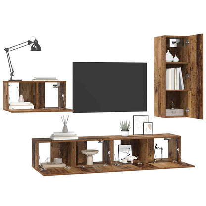 TV-Schrank-Set 4 pcs Altholz 30,5 x 30 x 90 cm Holzwerkstoff