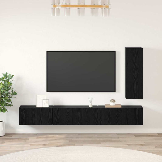TV-Schrank-Set 4 pcs Schwarze Eiche 30,5 x 30 x 90 cm