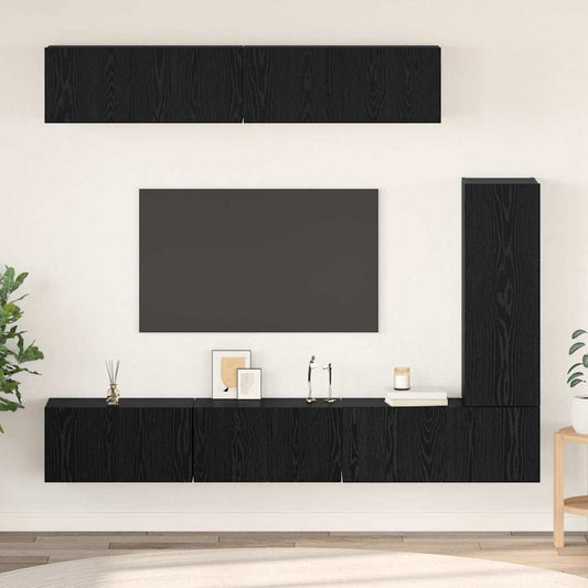 TV-Schrank-Set 6 pcs Schwarze Eiche 30,5 x 30 x 90 cm