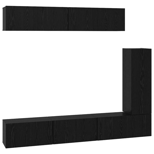 TV-Schrank-Set 6 pcs Schwarze Eiche 30,5 x 30 x 90 cm