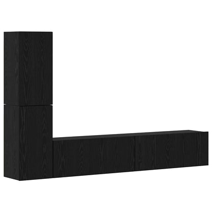 Wand TV Schrank Wandmontiert 4 pcs Schwarze Eiche Holzwerkstoff