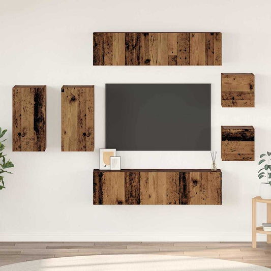 TV-Schrank-Set 8 pcs Altholz 30,5 x 30 x 60 cm Holzwerkstoff