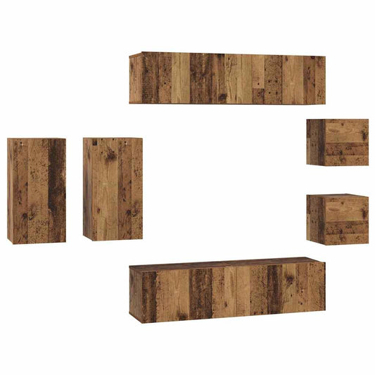 TV-Schrank-Set 8 pcs Altholz 30,5 x 30 x 60 cm Holzwerkstoff