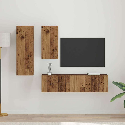 TV-Schrank-Set 4 pcs Altholz 30,5 x 30 x 90 cm Holzwerkstoff