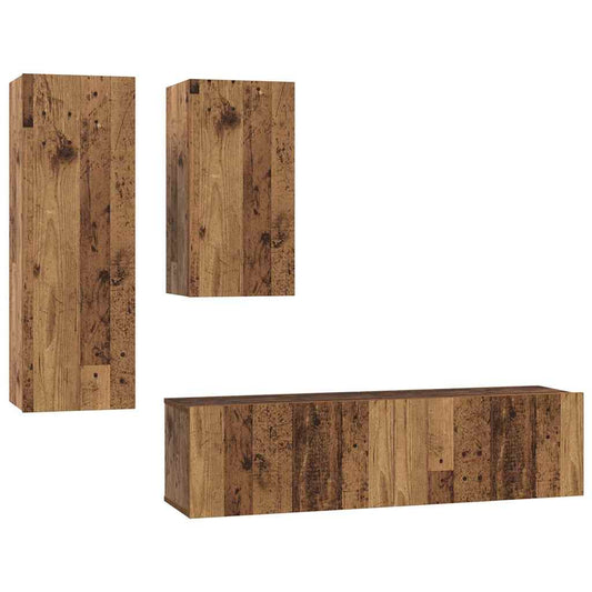 TV-Schrank-Set 4 pcs Altholz 30,5 x 30 x 90 cm Holzwerkstoff