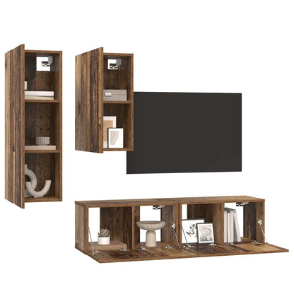 TV-Schrank-Set 4 pcs Altholz 30,5 x 30 x 90 cm Holzwerkstoff