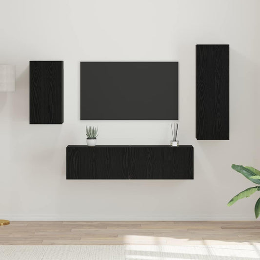 TV-Schrank-Set 4 pcs Schwarze Eiche 30,5 x 30 x 90 cm