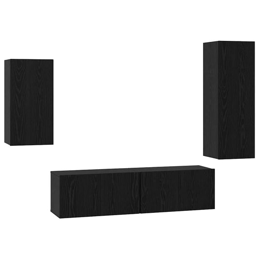 TV-Schrank-Set 4 pcs Schwarze Eiche 30,5 x 30 x 90 cm