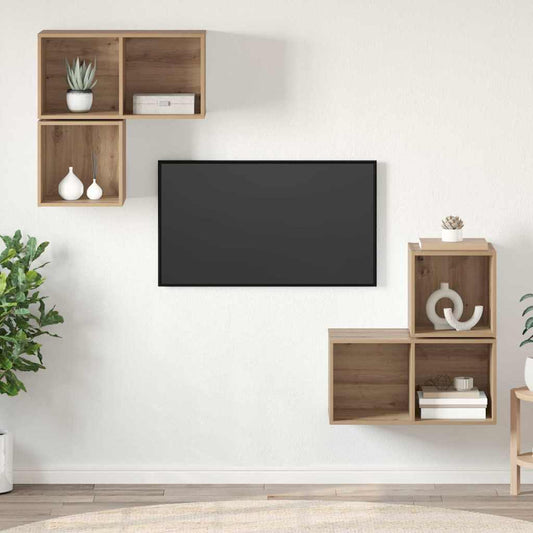 TV-Schrank-Set 4 pcs Eiche handwerklich 37 x 37 x 72 cm