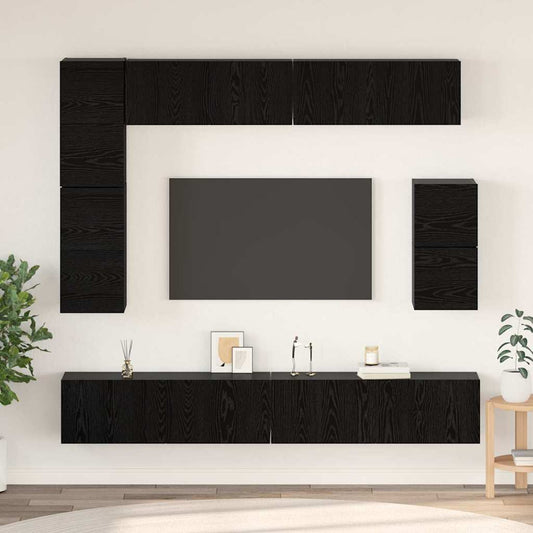TV-Schrank-Set Wandmontiert 8 pcs Schwarze Eiche Holzwerkstoff