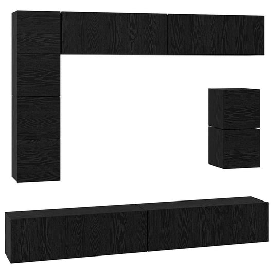 TV-Schrank-Set Wandmontiert 8 pcs Schwarze Eiche Holzwerkstoff
