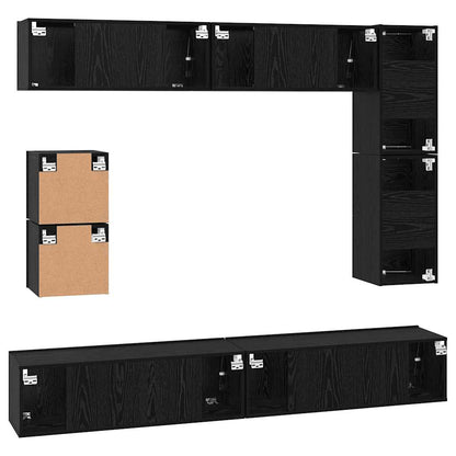 TV-Schrank-Set Wandmontiert 8 pcs Schwarze Eiche Holzwerkstoff