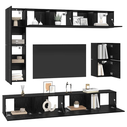 TV-Schrank-Set Wandmontiert 8 pcs Schwarze Eiche Holzwerkstoff