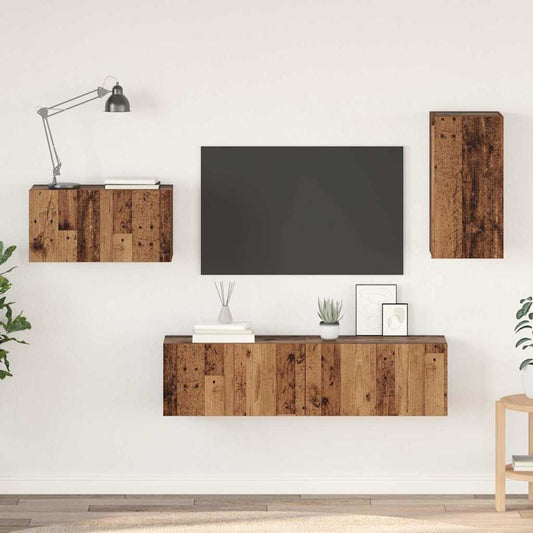 TV-Schrank-Set 4 pcs Altholz 30,5 x 30 x 60 cm Holzwerkstoff