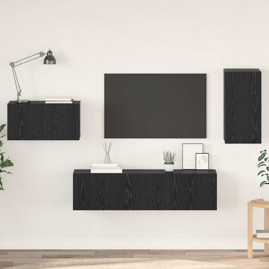 TV-Schrank-Set 4 pcs Schwarze Eiche 30,5 x 30 x 60 cm