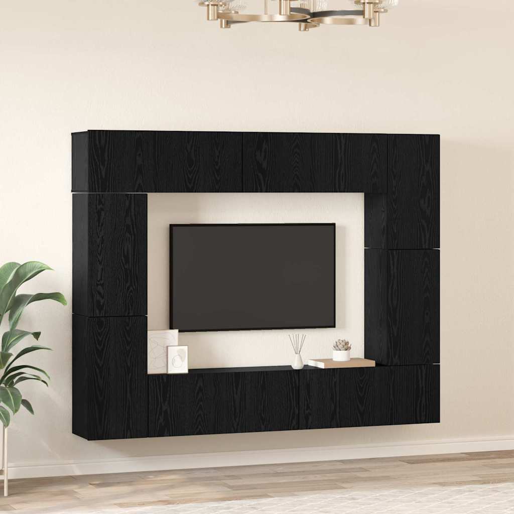 TV-Schrank-Set 8 pcs Schwarze Eiche 80 x 30 x 30 cm