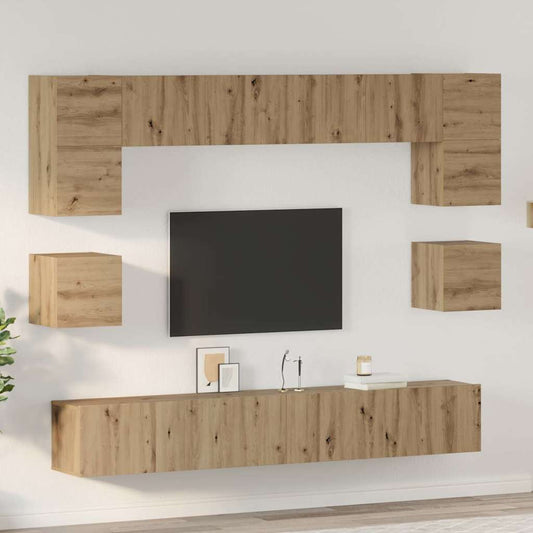 TV-Schrank-Set 8 pcs Eiche handwerklich 100 x 30 x 30 cm