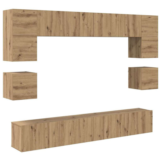 TV-Schrank-Set 8 pcs Eiche handwerklich 100 x 30 x 30 cm