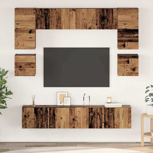 TV-Schrank-Set 8 pcs Altholz 80 x 30 x 30 cm Holzwerkstoff