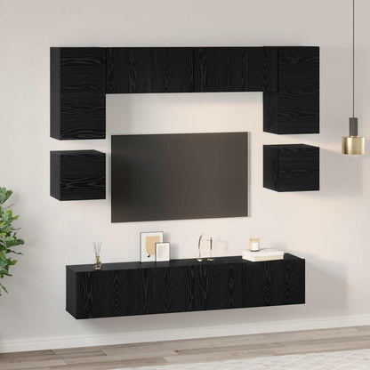 TV-Schrank-Set 8 pcs Schwarze Eiche 80 x 30 x 30 cm