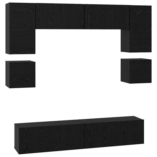 TV-Schrank-Set 8 pcs Schwarze Eiche 80 x 30 x 30 cm