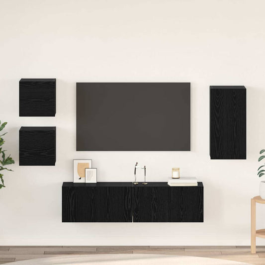 TV-Schrank-Set Wandmontiert 5 pcs Schwarze Eiche Holzwerkstoff