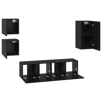 TV-Schrank-Set Wandmontiert 5 pcs Schwarze Eiche Holzwerkstoff
