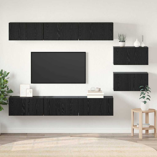TV-Schrank-Set 8 pcs Schwarze Eiche 60 x 30 x 30 cm